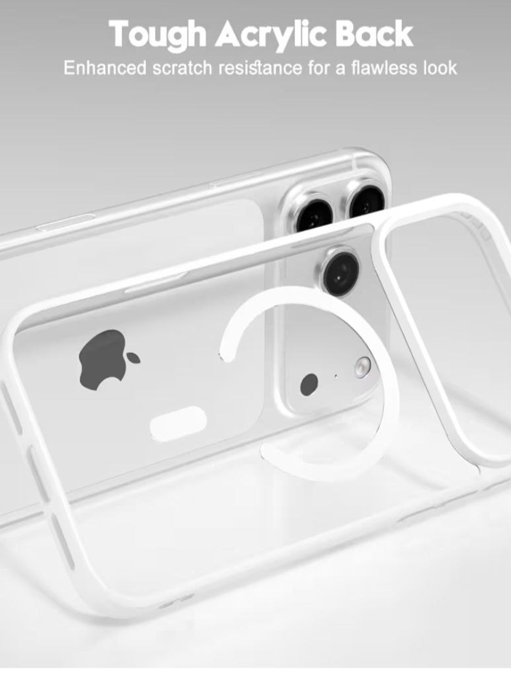 Clear Tough Acrylic iPhone Case with White Bumper 17 Pro Max